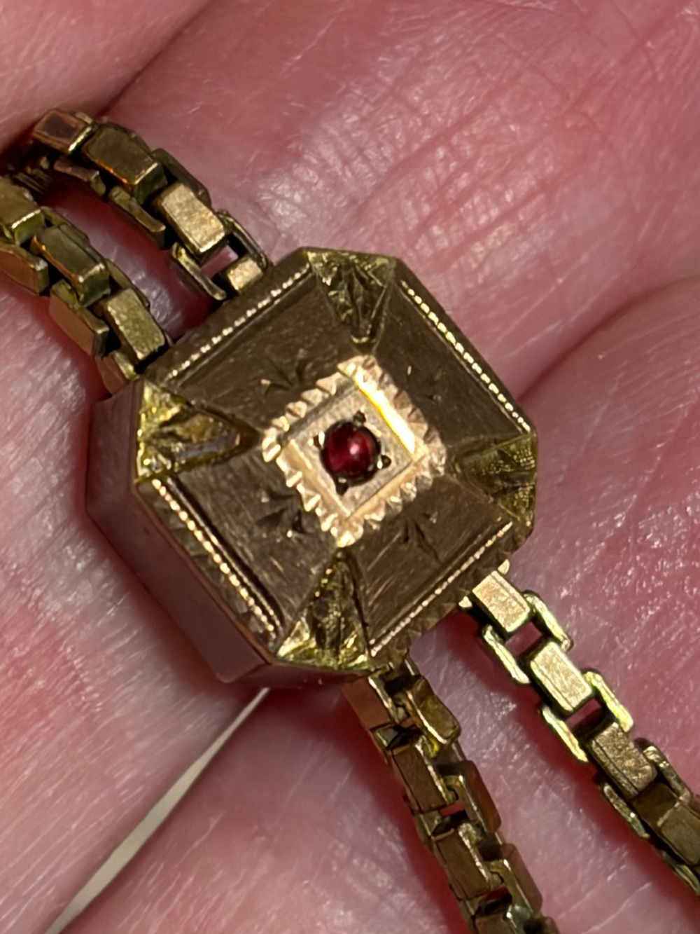 Victorian Gold Fill Or Gold Shell Pocket Watch Fob With Different Color Gems - Picture 12 of 16